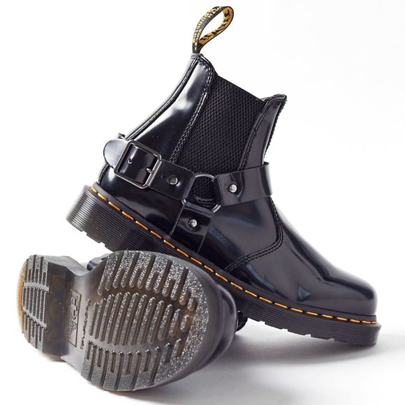 Dr. Martens Wincox Polished Smooth Leather Harness Buckle Black Chelsea Boots - Picture 9 of 16